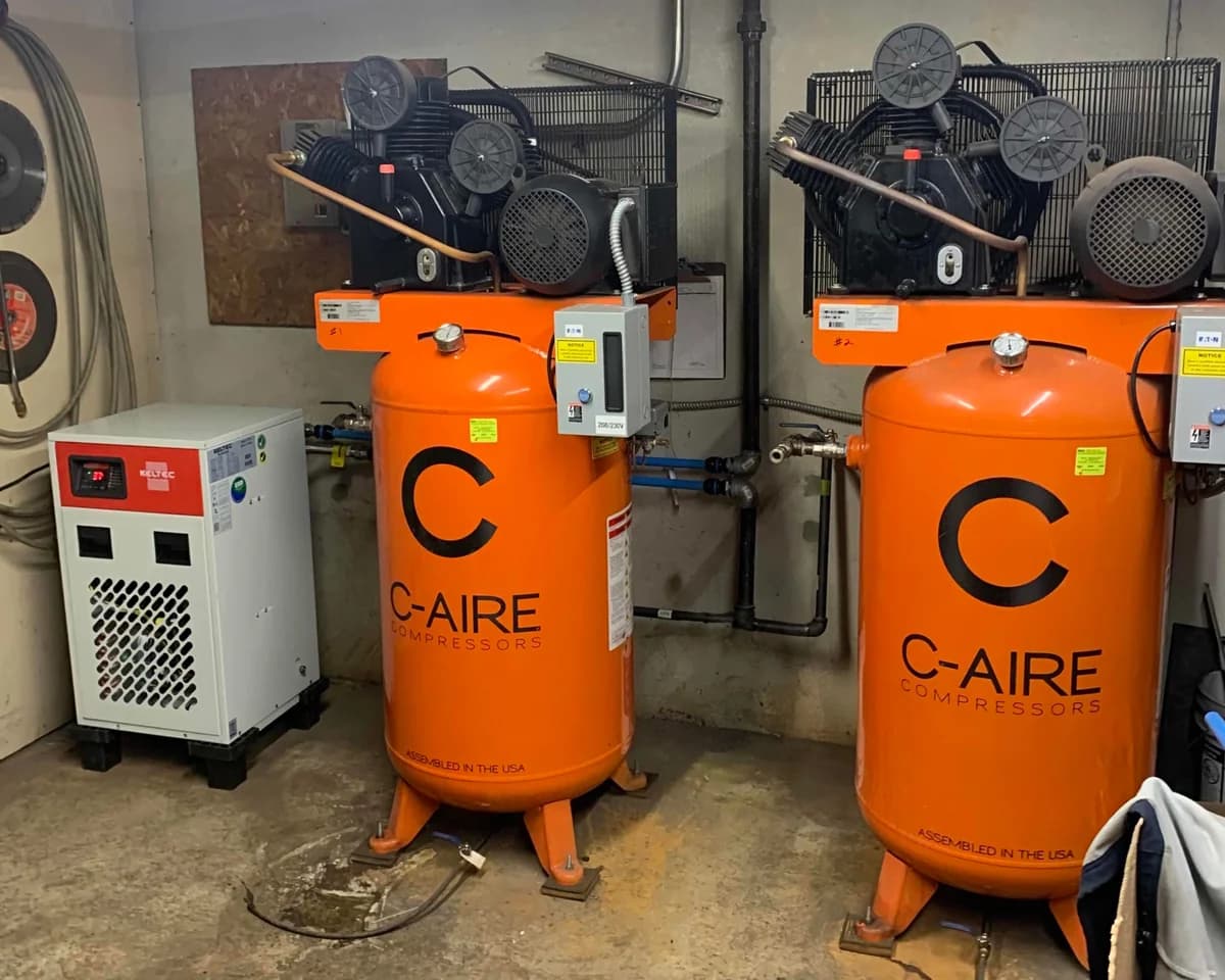 Dryer installation at an automotive service shop in Lino Lakes, Minnesota